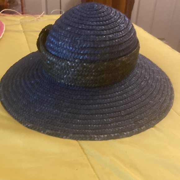 Navy blue and black straw hat very stylish main image 5